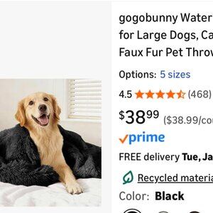 NEW GoGoBunny Waterproof Dog Blanket 60"x80".